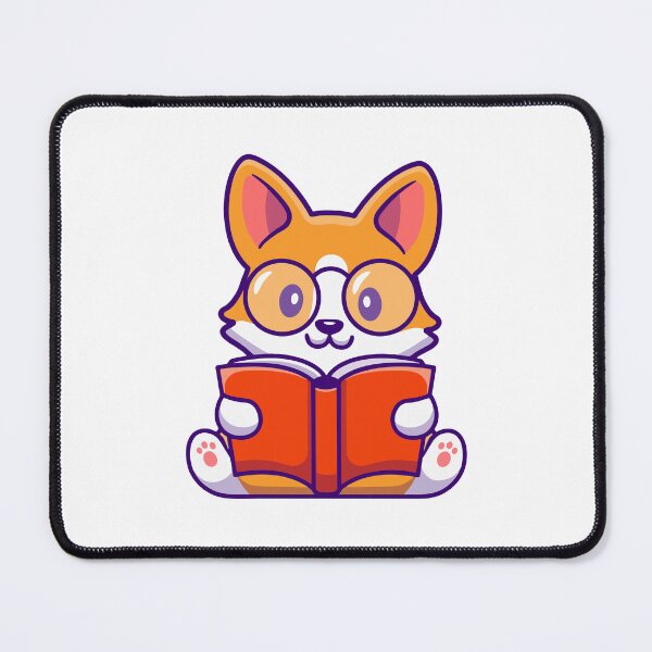 Item preview, Nerdy Corgi Dog Wearing Glasses Reading Book designed and sold by Heatltyyu.