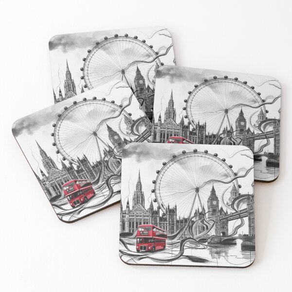 Item preview, London Landmarks Illustration in Black and White designed and sold by LCPcreations.