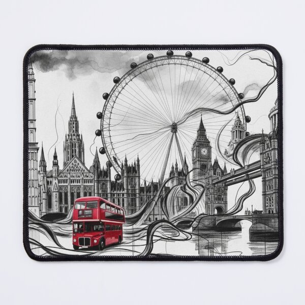Item preview, London Landmarks Illustration in Black and White designed and sold by LCPcreations.