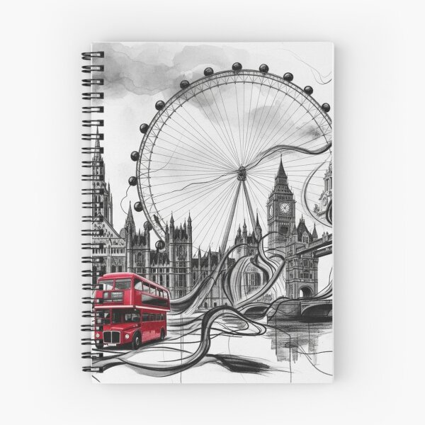 Item preview, London Landmarks Illustration in Black and White designed and sold by LCPcreations.