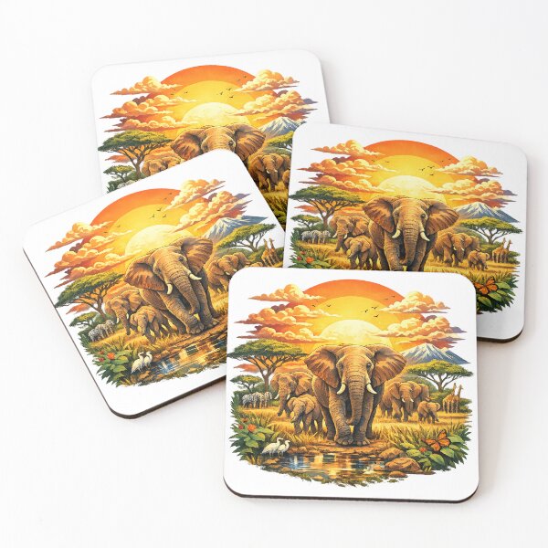 Item preview, African Elephant Sunset Safari Wildlife Nature Landscape Design designed and sold by GarnerSupplyCo.
