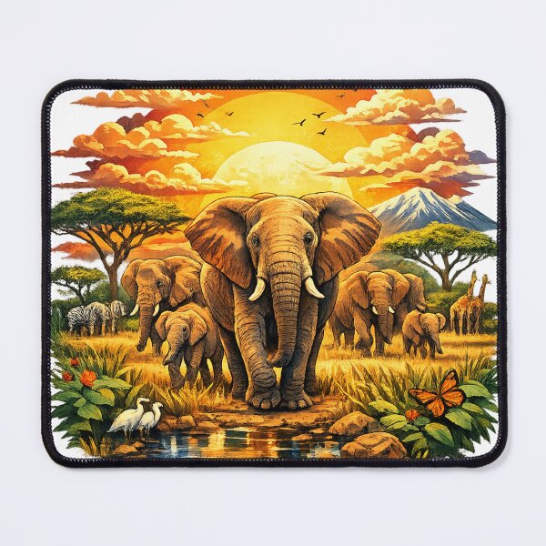 Item preview, African Elephant Sunset Safari Wildlife Nature Landscape Design designed and sold by GarnerSupplyCo.