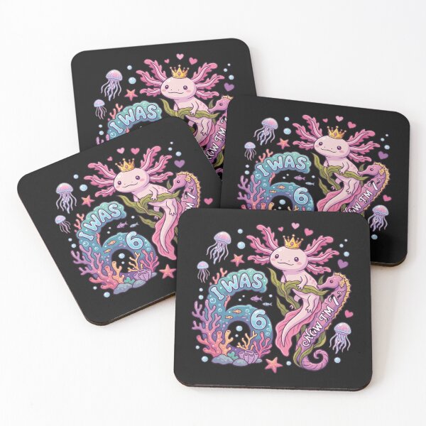 Item preview, Cute Axolotl & Seahorse 7th Birthday Underwater Design designed and sold by rosamaria2020.