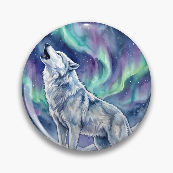 Item preview, Arctic Wolf Howling Northern Lights Aurora Night designed and sold by RubisLeaf.