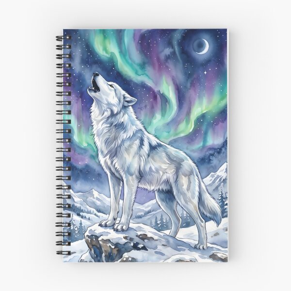 Item preview, Arctic Wolf Howling Northern Lights Aurora Night designed and sold by RubisLeaf.