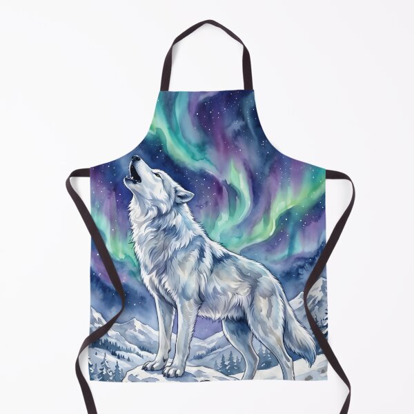 Item preview, Arctic Wolf Howling Northern Lights Aurora Night designed and sold by RubisLeaf.
