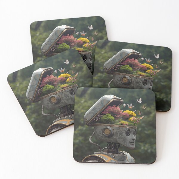 Item preview, Botanical Mind - Vintage Antique Robot with Blooming Garden Brain designed and sold by UnRealS.