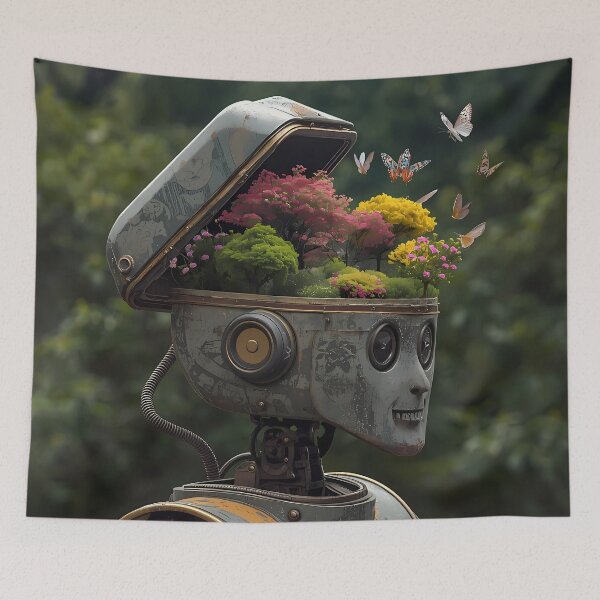 Item preview, Botanical Mind - Vintage Antique Robot with Blooming Garden Brain designed and sold by UnRealS.