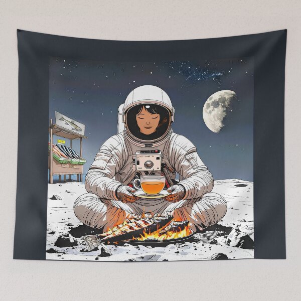 Item preview, Astronaut grilling fish designed and sold by Creative Visualize.
