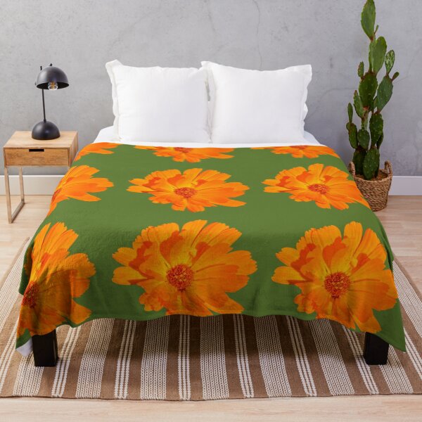 Item preview, Orange flower on green background  designed and sold by happytraveller1.