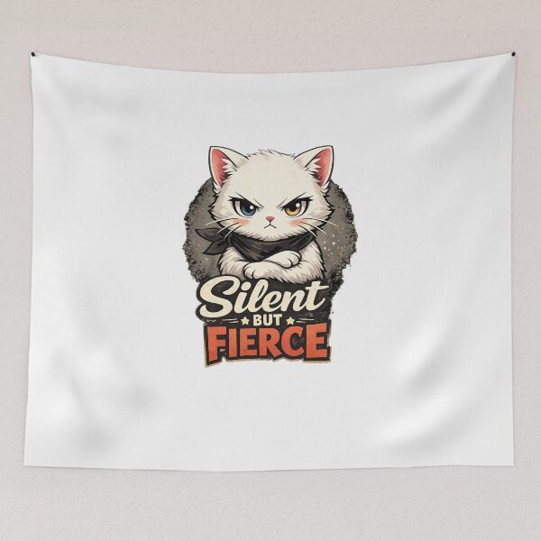 Item preview, Silent But Fierce – Cute Angry Cat Aesthetic Motivational Design designed and sold by Cute-Corne.