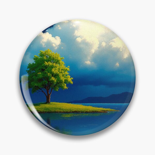 Item preview, Lone Tree on Small Island with Dramatic Clouds and Water Reflection designed and sold by Gabi.Media.