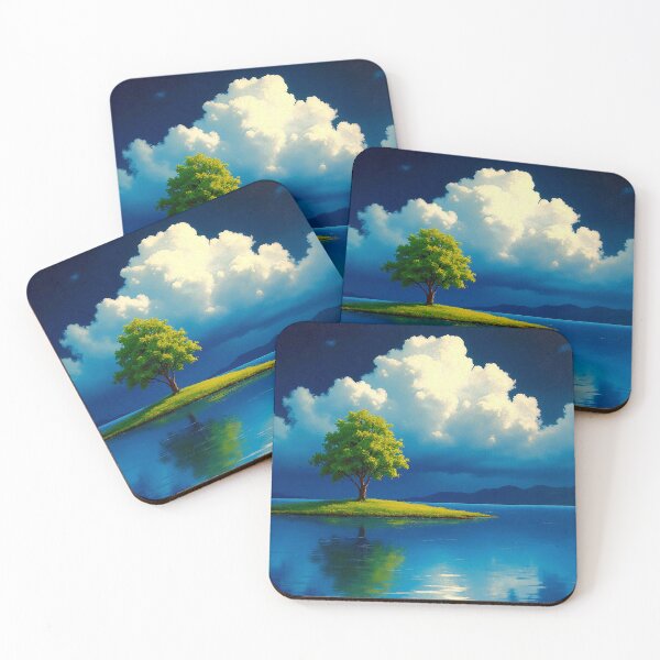 Item preview, Lone Tree on Small Island with Dramatic Clouds and Water Reflection designed and sold by Gabi.Media.
