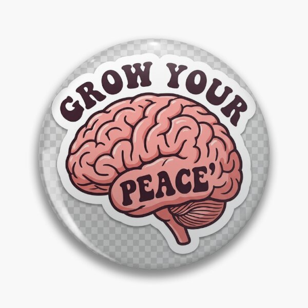 Item preview, Grow Your Peace Sticker - Retro Aesthetic Brain & Mental Health Awareness designed and sold by designerr23 ⭐⭐⭐⭐⭐.