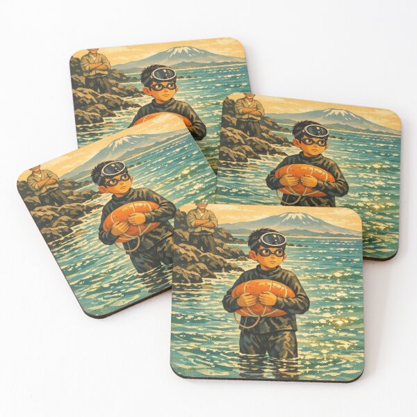 Item preview, KOREA HAENAM - Young Boy First Dive Jeju Island Retro Vintage Poster designed and sold by KOREA-HAENAM.