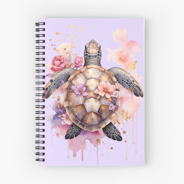 Item preview, Romantic floral watercolor sea turtle top view botanical shell ocean art print designed and sold by icemanphotos.