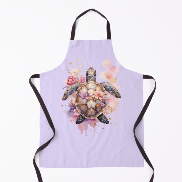 Item preview, Romantic floral watercolor sea turtle top view botanical shell ocean art print designed and sold by icemanphotos.