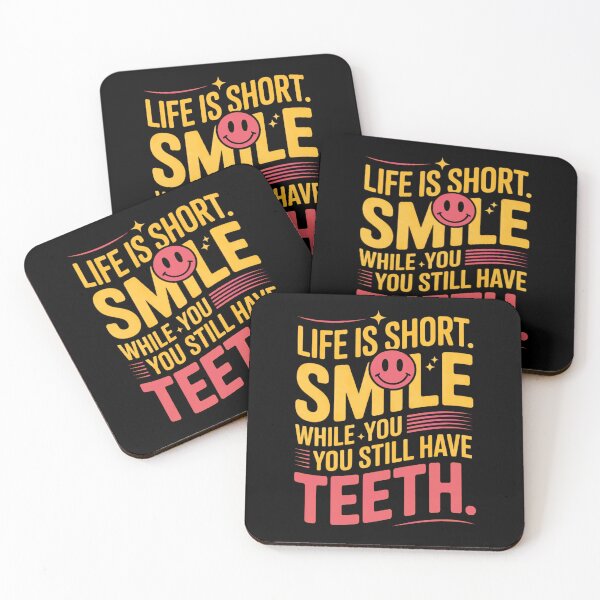Item preview, Life Is Short Smile While You Still Have Teeth Funny Quote Retro Smiley Face T-Shirt designed and sold by ABLAT-CREATIONS.