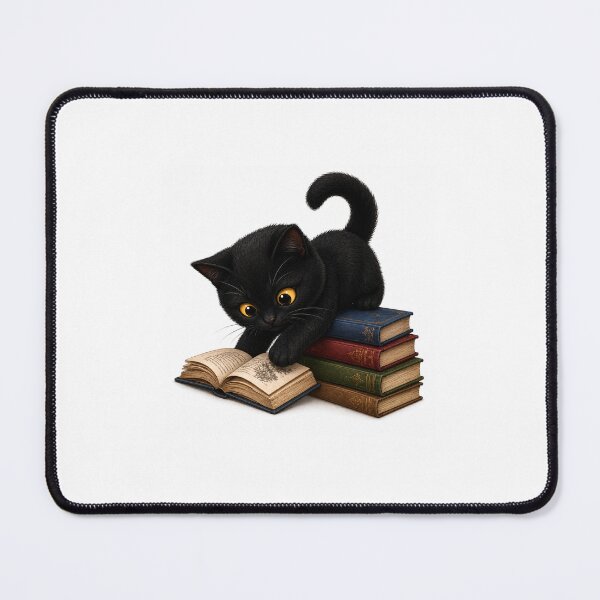 Item preview, Curious Black Cat Exploring Open Storybook Pages designed and sold by InkSpark212.