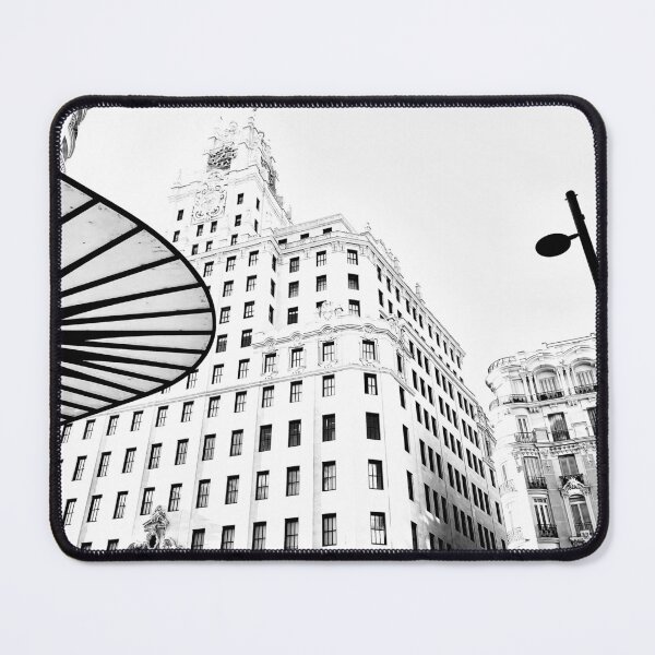 Item preview, Madrid Gran Vía Building – Urban black and white photograph with iconic perspective designed and sold by Feroz Pics.