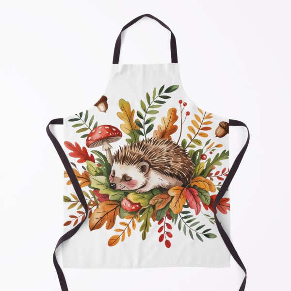 Artikelvorschau, Schlafender Igel, Herbstblätter, Cottagecore-Waldkunst entworfen und verkauft von CalmCapy Co.