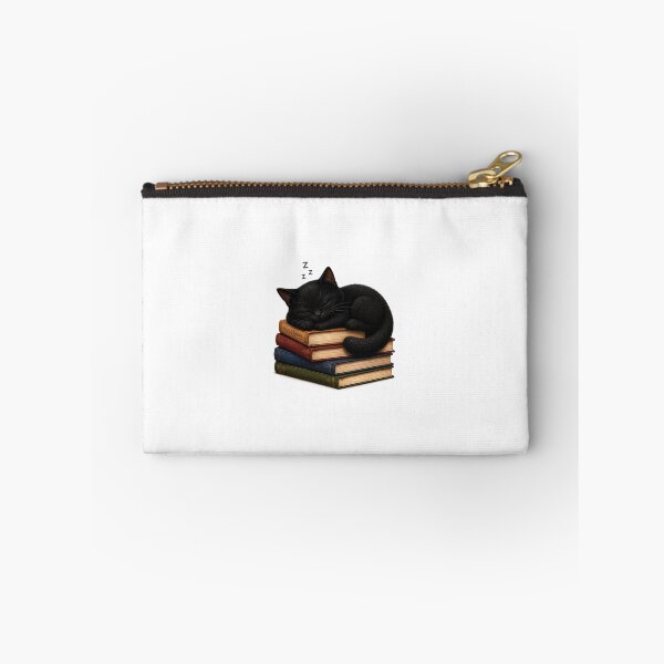 Item preview, Sleeping Black Cat Curled on Book Stack designed and sold by InkSpark212.
