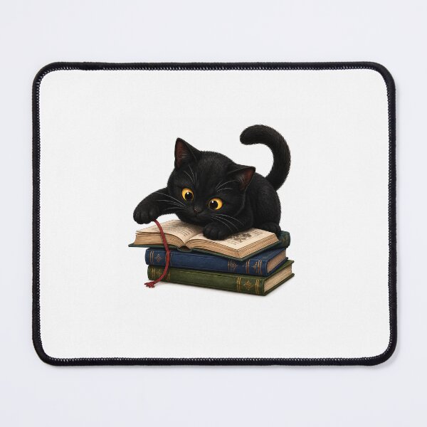 Item preview, Playful Black Cat Chasing Bookmark on Book designed and sold by InkSpark212.