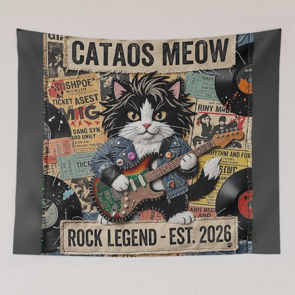 Item preview, Denim Patch Rock Legend Tapestry designed and sold by CataosMeow.