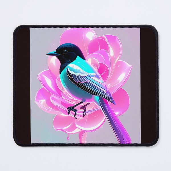 Item preview, Holographic Magpie Robin – Biomorphic Neon Bird Art designed and sold by vinothmech53.
