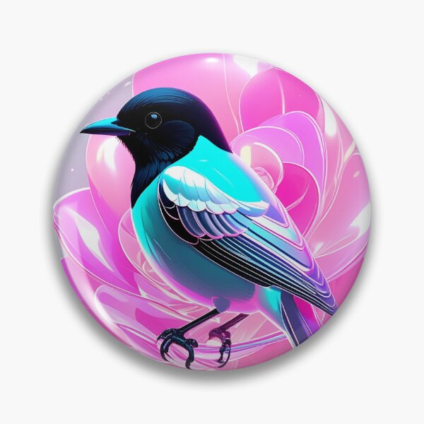 Item preview, Holographic Magpie Robin – Biomorphic Neon Bird Art designed and sold by vinothmech53.