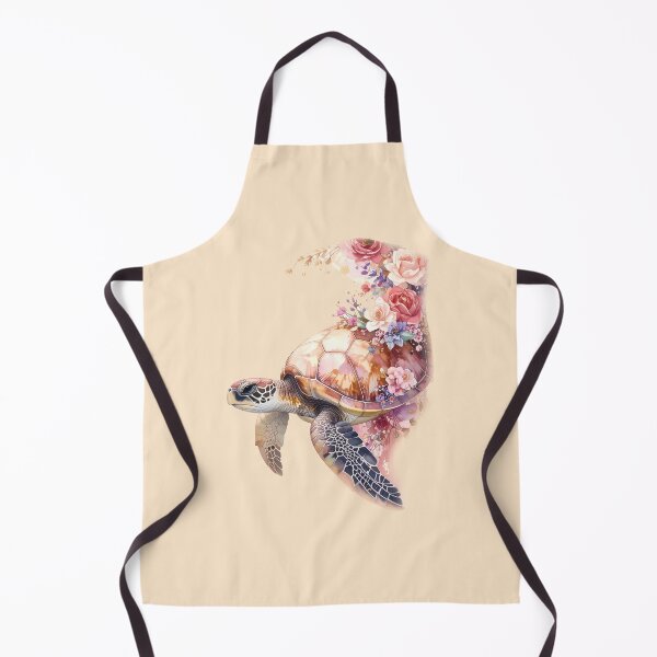 Item preview, Romantic floral watercolor sea turtle top view botanical shell ocean art print designed and sold by icemanphotos.