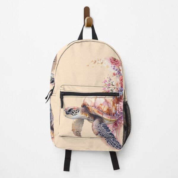 Item preview, Romantic floral watercolor sea turtle top view botanical shell ocean art print designed and sold by icemanphotos.
