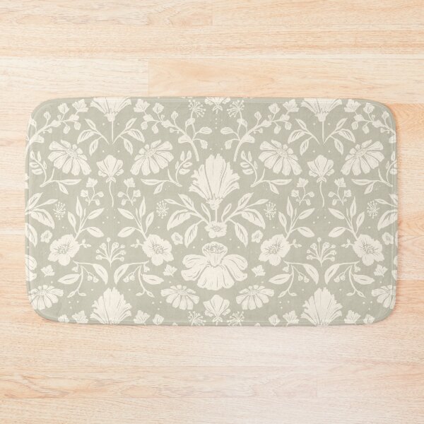 Item preview, Sage Green and Cream Vintage Damask Floral Pattern designed and sold by SylaCreates.