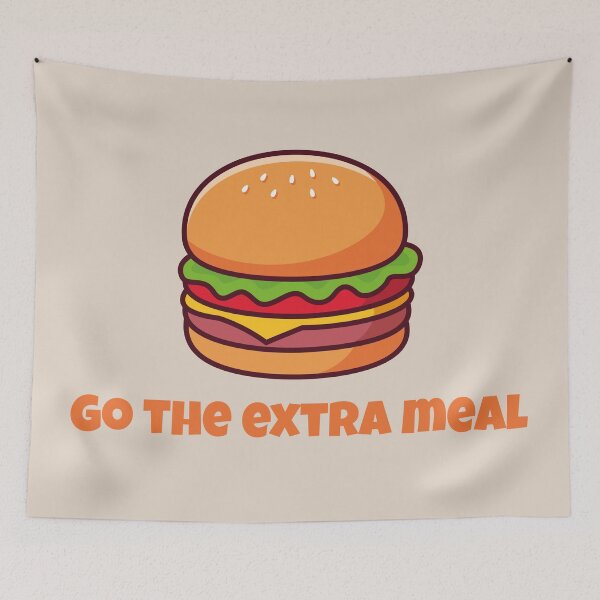 Item preview, Go The Extra Meal Funny Food Pun Burger Design designed and sold by WordPlayStudio.