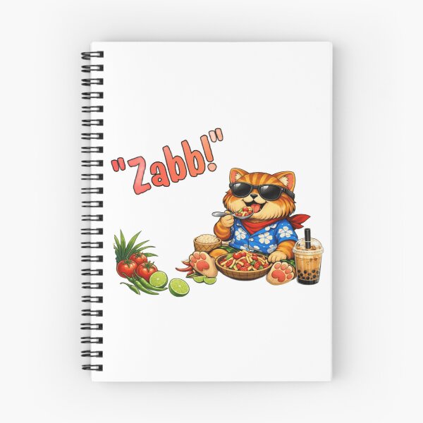 Item preview, Cool Cat Enjoying Thai Som Tum and Boba Tea designed and sold by Fateematon.