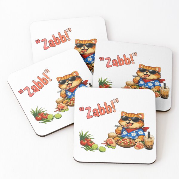 Item preview, Cool Cat Enjoying Thai Som Tum and Boba Tea designed and sold by Fateematon.
