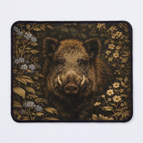 Item preview, Vintage Wild Boar in Floral Forest - Dark Academia Nature Art designed and sold by myforestfog.