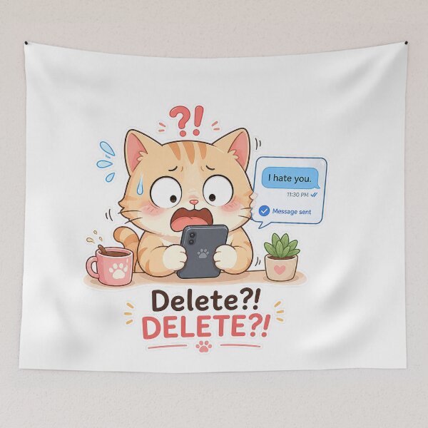 Item preview, Cat Wrong Message Delete Delete Social Panic Moment designed and sold by Sadia  Jannat.