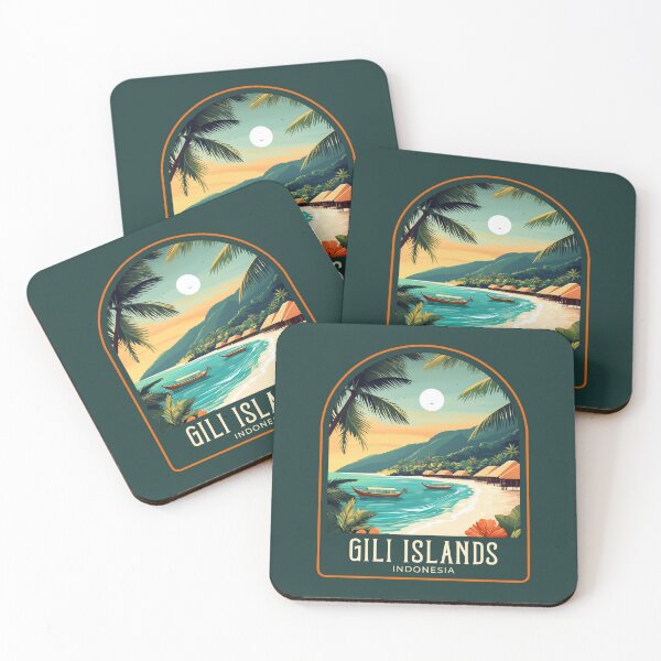 Item preview, Gili Islands Vintage Travel Illustration designed and sold by HomeLivingCo.