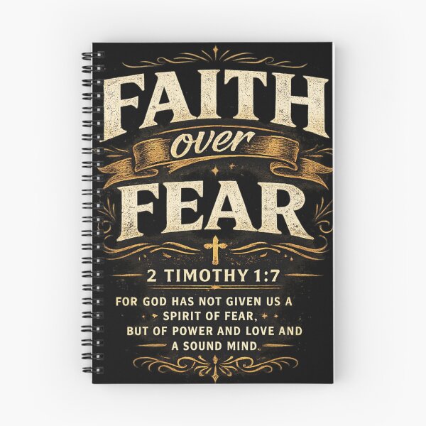 Item preview, Faith Over Fear Christian T-Shirt Design | 2 Timothy 1:7 Inspirational Bible Verse Tee designed and sold by GRACE THREADS .