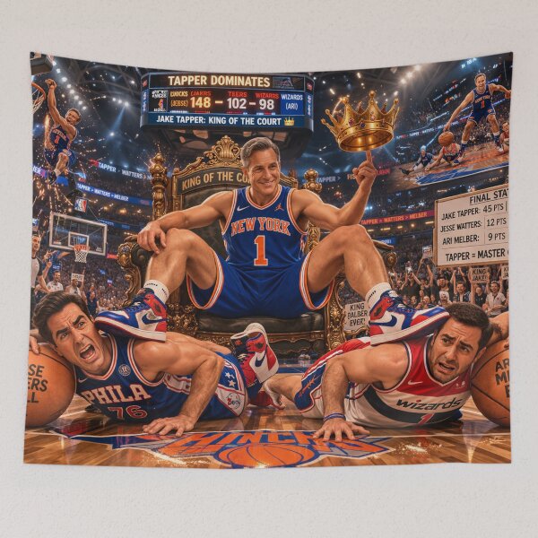 Item preview, Cable Anchors Basketball Showdown: Jake Tapper, Jesse Watters, Ari Melber designed and sold by Uniqueartai.