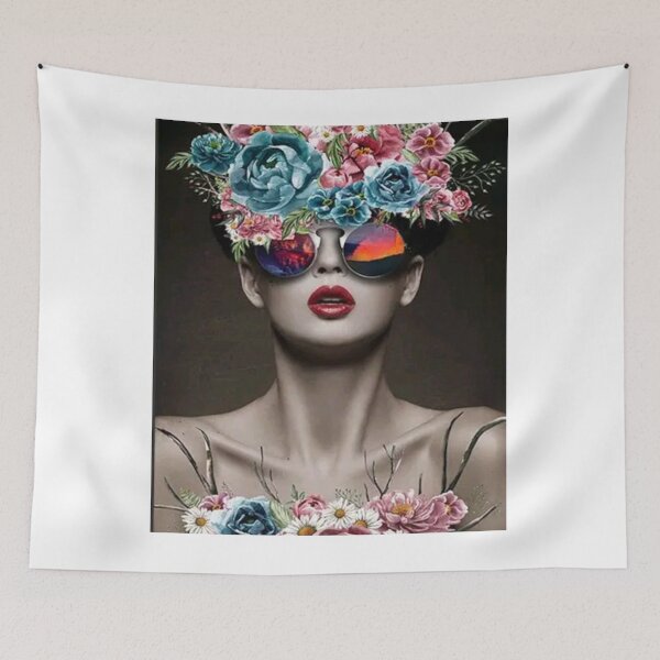 Item preview, Vintage Floral Woman Art - Retro Aesthetic Flowers & Sunglasses designed and sold by Neonpawse.