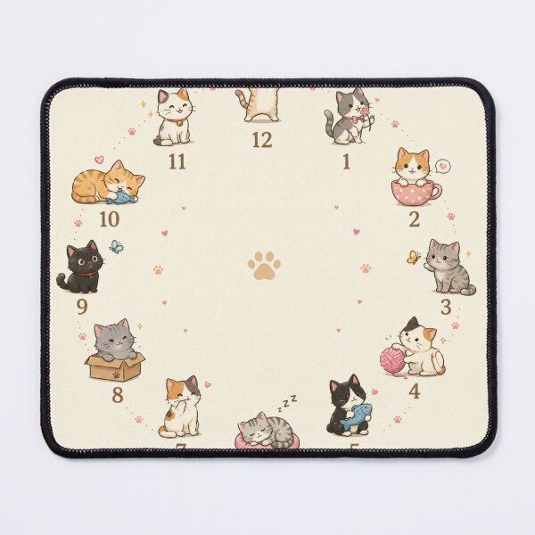 Item preview, Cute Cat Clock Design | Kawaii 12 Cats Circle Wall Art | Adorable Kitty Time Illustration designed and sold by IconicDesignsXd.