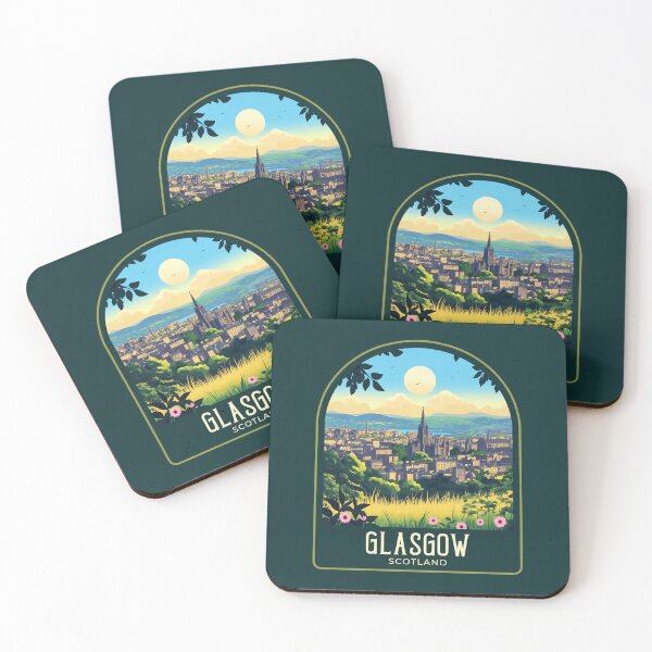 Item preview, Glasgow Vintage Travel Illustration designed and sold by HomeLivingCo.