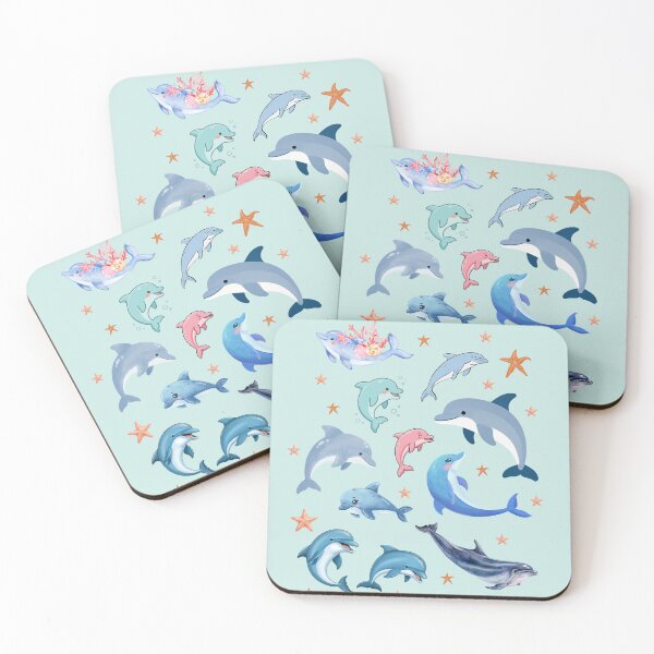 Item preview, Dolphin Ocean Pattern – Dolphins and starfish aesthetic blue design designed and sold by ColorNest Designs.
