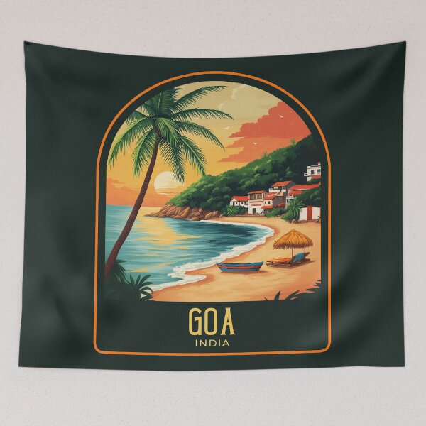 Artikelvorschau, Goa Vintage Reiseillustration entworfen und verkauft von HomeLivingCo.