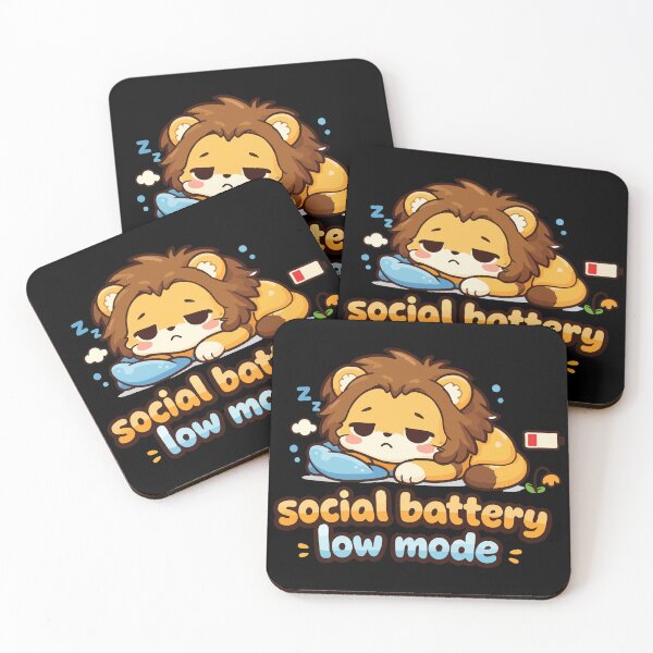 Item preview, Cute Lion Social Battery Low Mode – Introvert Mood Kawaii Lion T-Shirt designed and sold by DarojadNR.