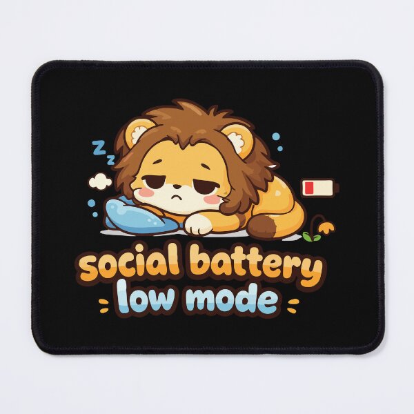 Item preview, Cute Lion Social Battery Low Mode – Introvert Mood Kawaii Lion T-Shirt designed and sold by DarojadNR.