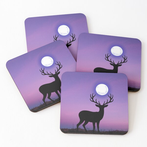 Item preview, Moonlit Deer Silhouette Night Landscape designed and sold by Cutethings3.