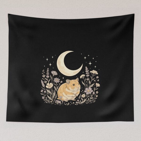 Item preview, Cute Hamster Moon Flowers - Aesthetic Moonchild Hamster Art  designed and sold by w66aboo.